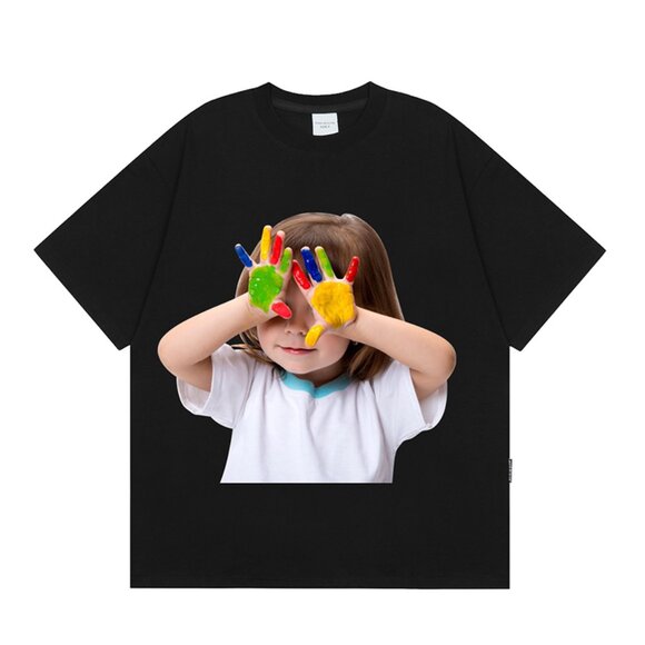 Acme De La Vie Cute Kids Print Black Short-Sleeved T-Shirt - Picture 1 of 5